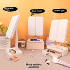 Espejo de maquillaje con luz LED y cajón NATURIA, imagen 18
