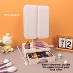 Espejo de maquillaje con luz LED y cajón NATURIA, imagen 9