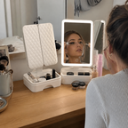 Espejo de maquillaje con luz LED y cajón NATURIA, imagen 5