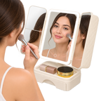 Espejo de maquillaje con luz LED y cajón NATURIA, imagen 17