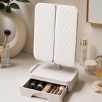 Espejo de maquillaje con luz LED y cajón NATURIA, imagen 6
